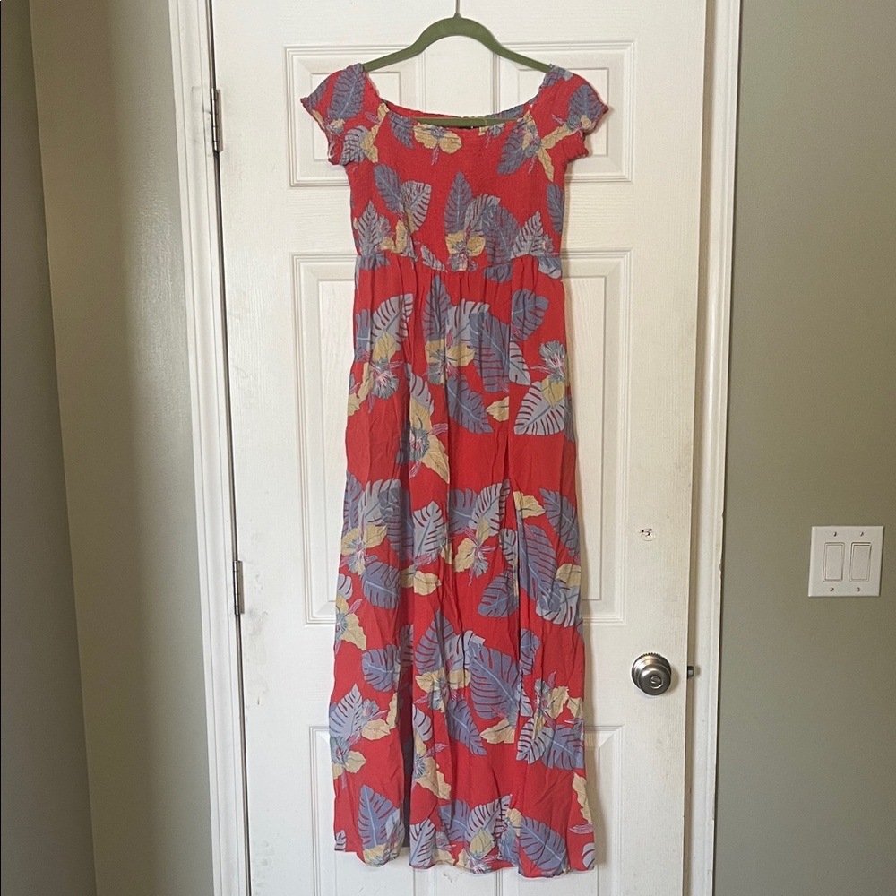 Lulus Orange Floral Maxi Dress With Pockets